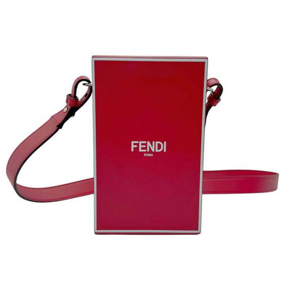 FENDI Shoulder Bag Box Leather Dark Red White Silver Men's 7VA519-AGQJ n0890